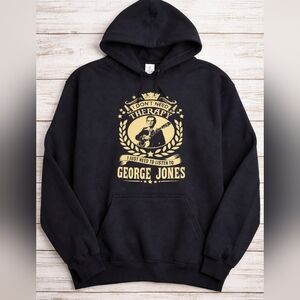 George Jones “I Don’t Need Therapy” Navy Hoodie | Gildan Heavy Blend Size Large